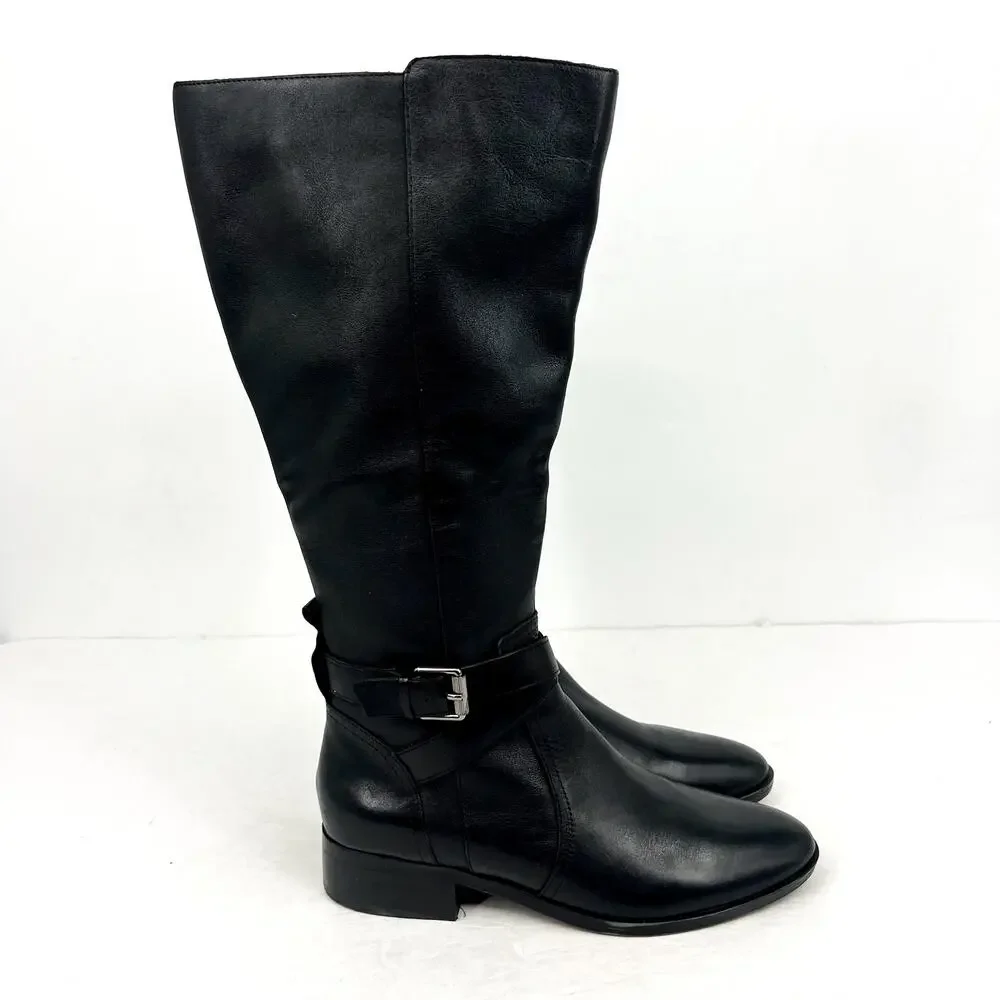 Naturalizer Womens Rena Knee High Boots 8.5M WIDE CALF Black Leather NWOB